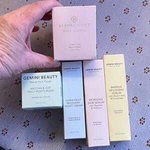 Kendra Scott Rose Quartz Scented Candle and Gemini Beauty Skincare Set